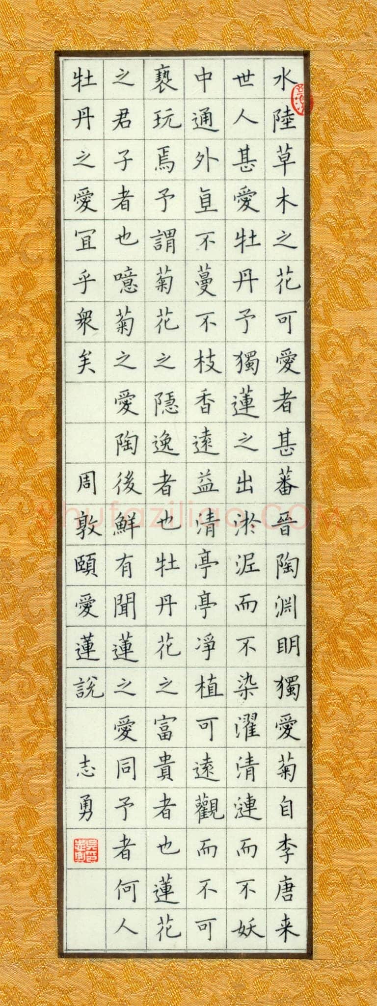 吴志勇硬笔楷书周敦颐爱莲说,吴志勇硬笔书法作品