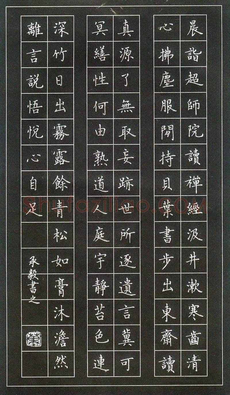 万承毅硬笔楷书柳宗元晨诣超师院读禅经,万承毅硬笔书法作品