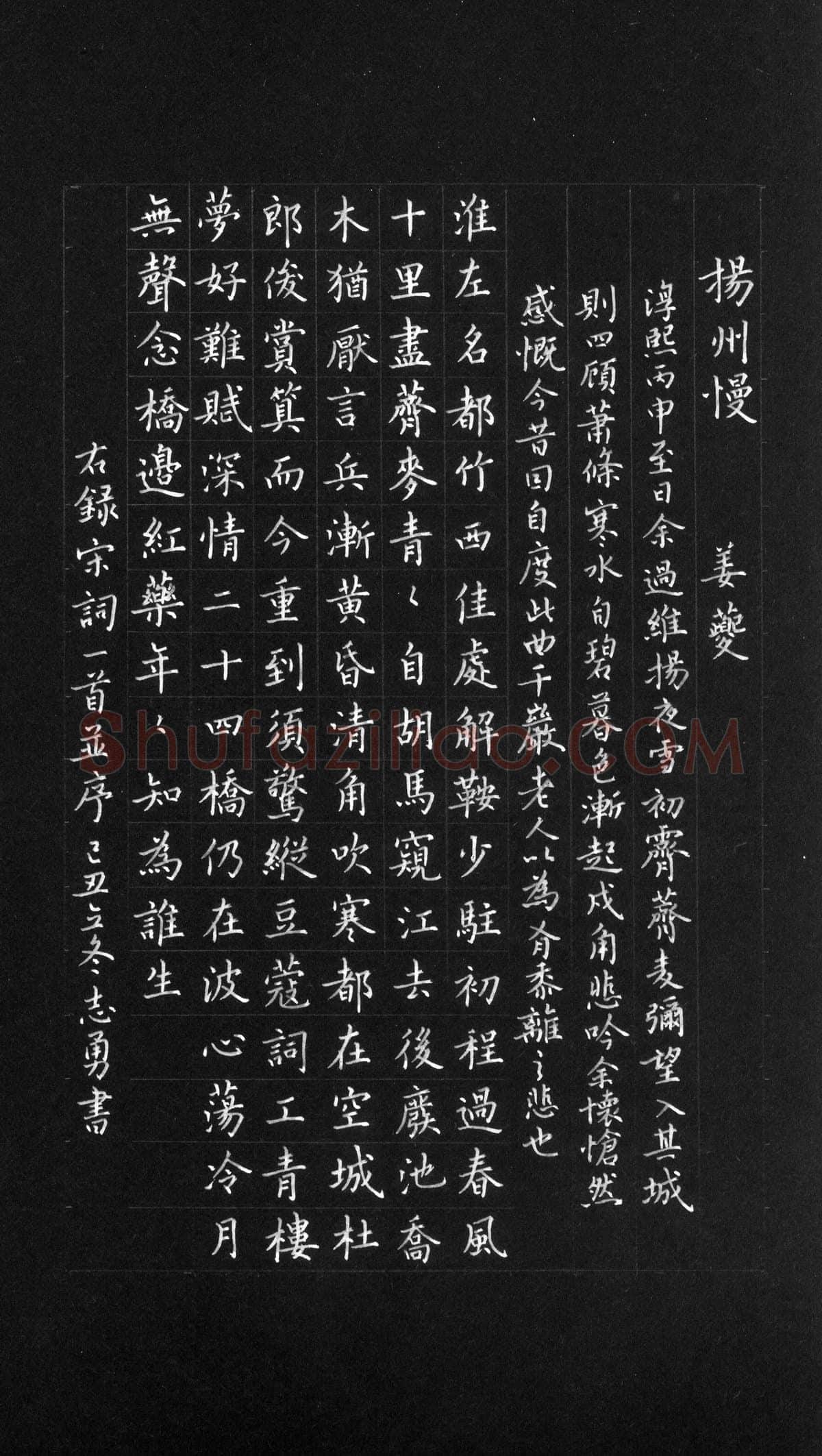 吴志勇硬笔楷书宋词一首,吴志勇硬笔书法作品