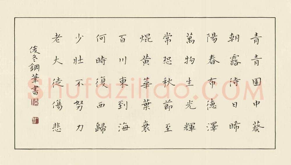 倪俊冬硬笔楷书汉乐府诗一首,倪俊冬硬笔书法作品