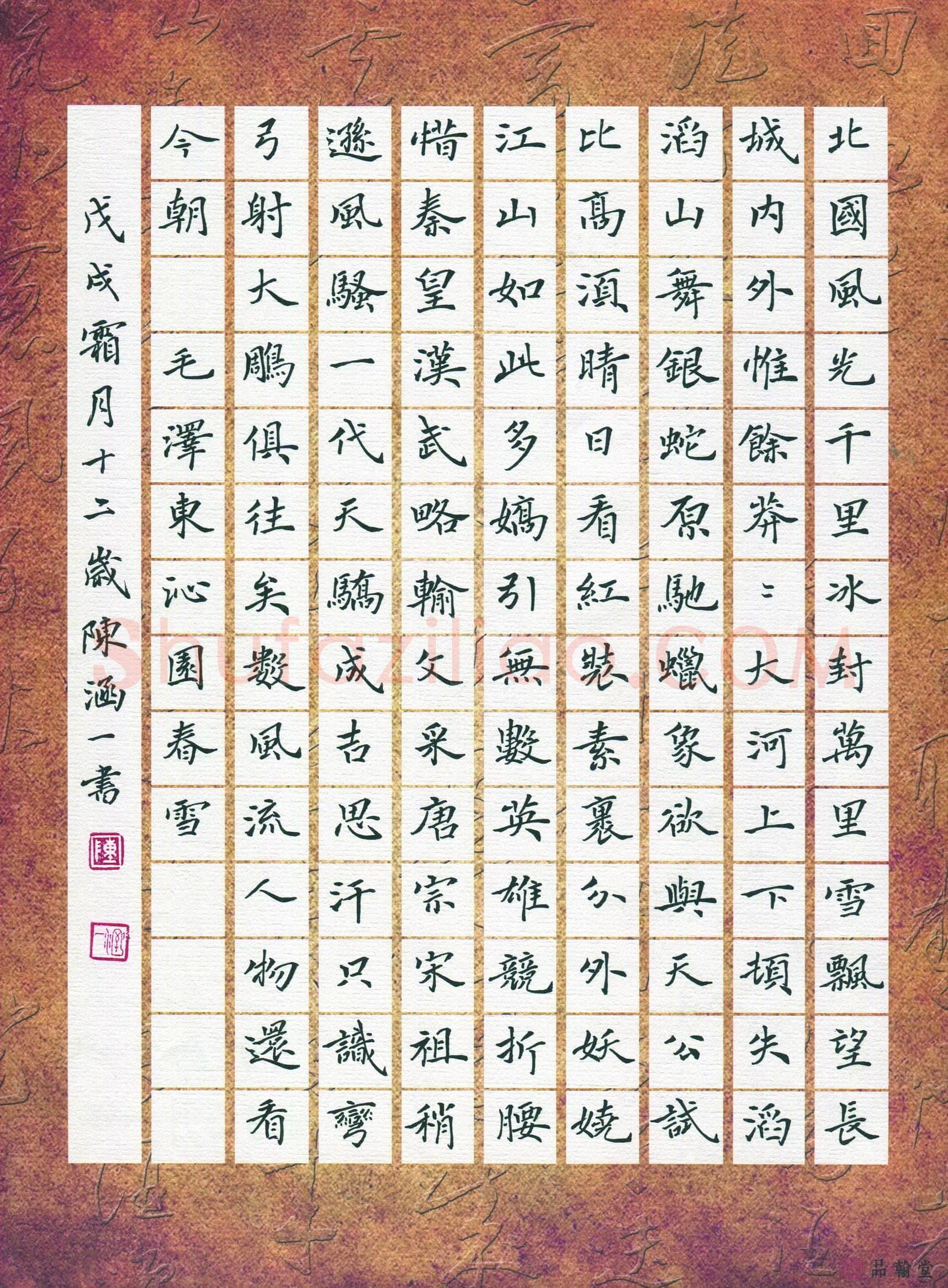 陈涵一(少儿组 12岁 特等奖)硬笔书法大赛获奖作品,陈涵一硬笔书法作品