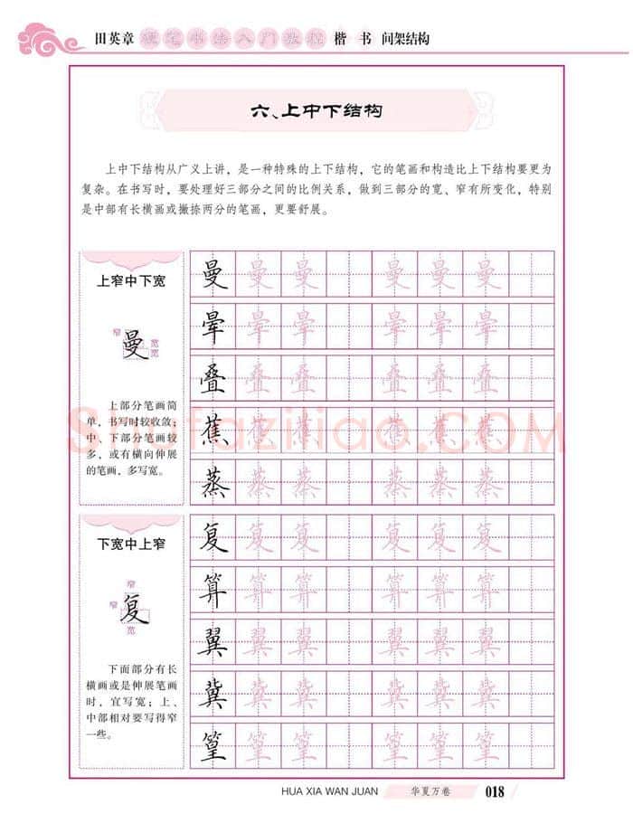 田英章硬笔楷书字帖,摘自田英章硬笔书法入门教程 楷书间架结构