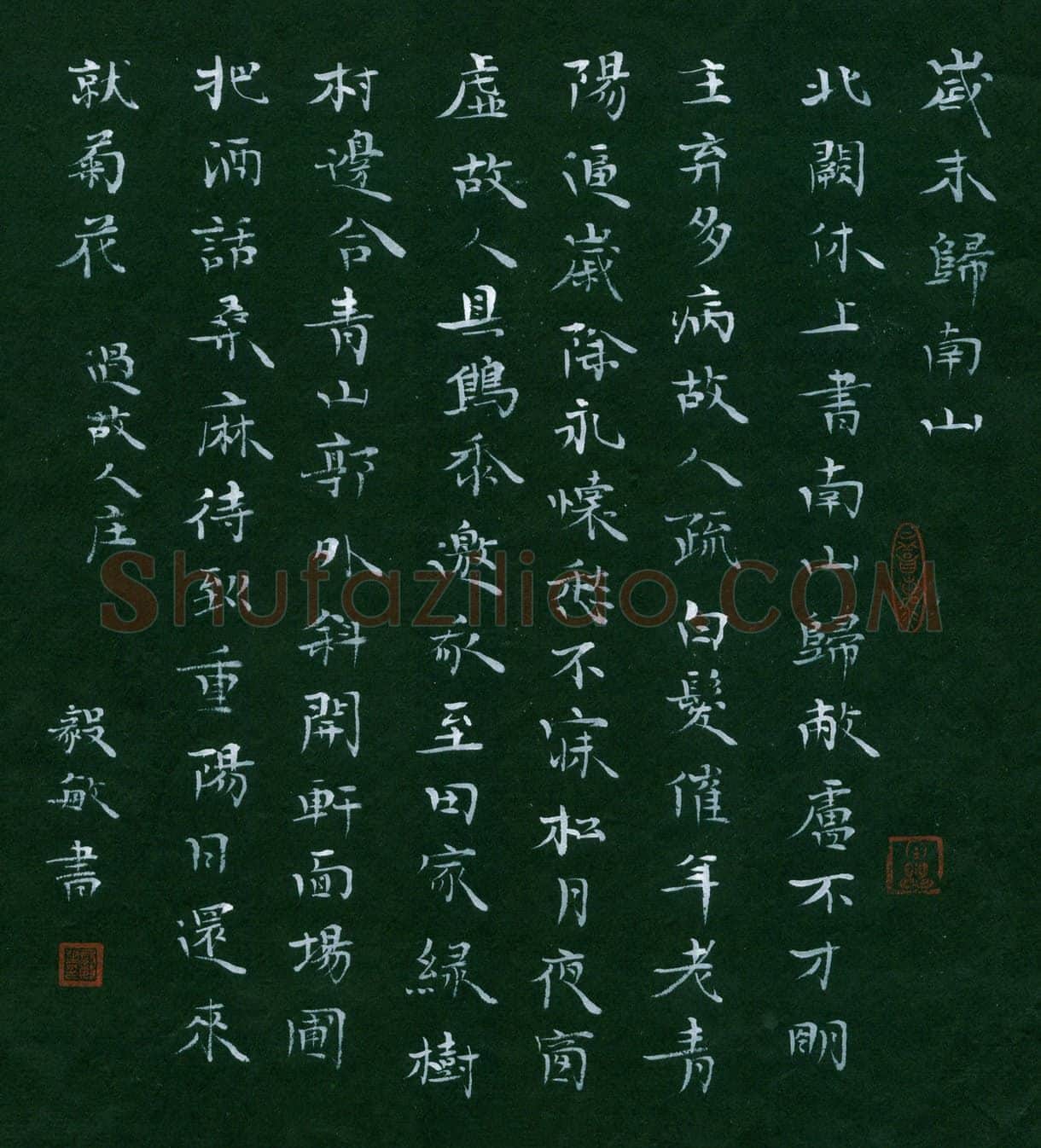 闻毅敏硬笔楷书诗二首,闻毅敏硬笔书法作品