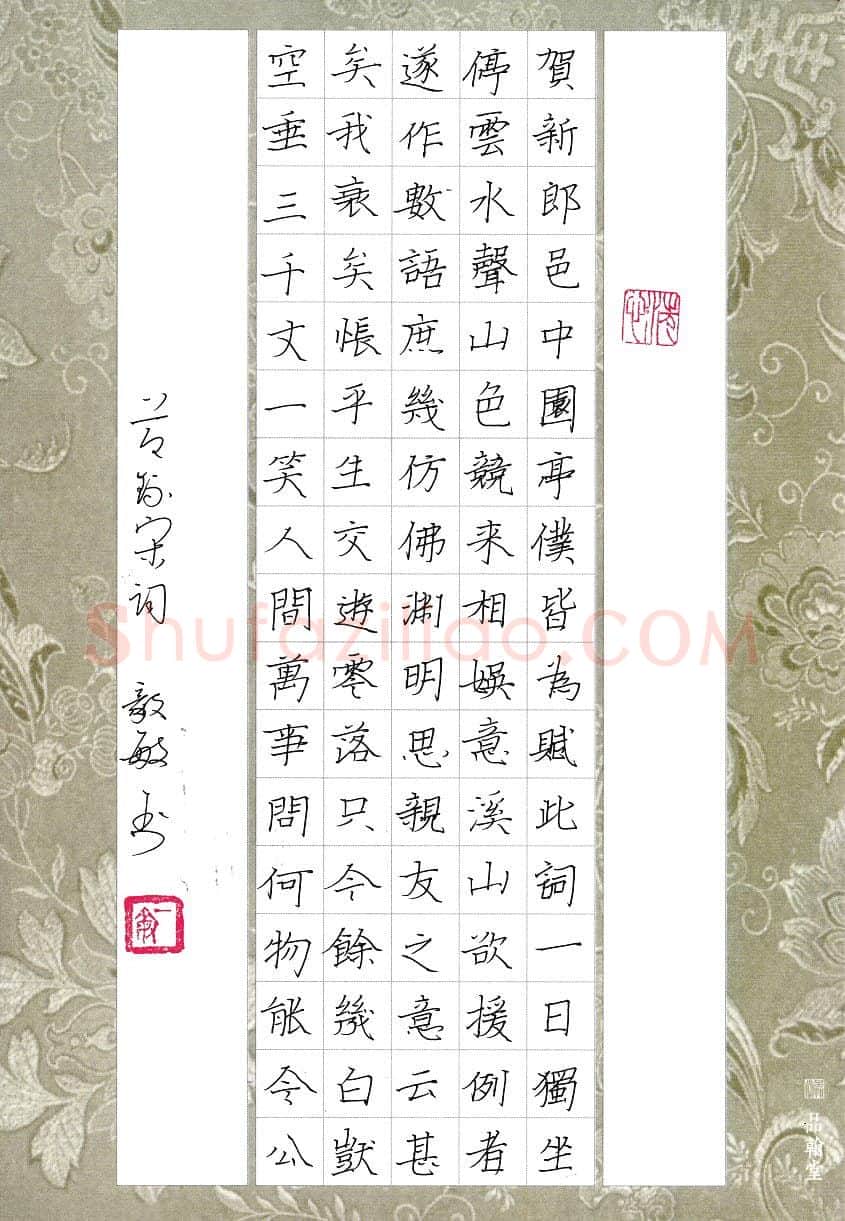 闻毅敏硬笔楷书节录宋词,闻毅敏硬笔书法作品