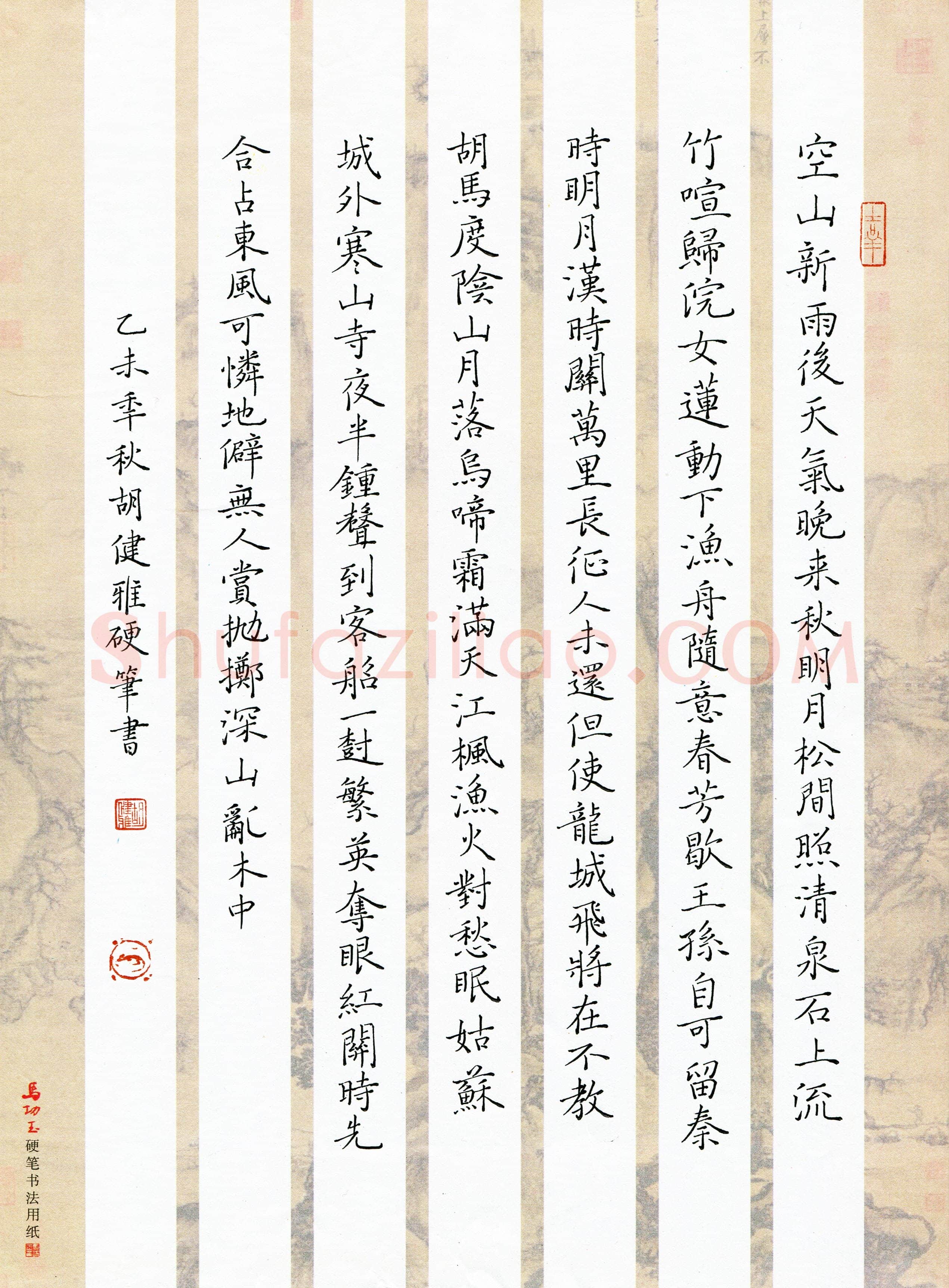 胡健雅(成人组)硬笔书法大赛入围作品选登,胡健雅硬笔书法作品
