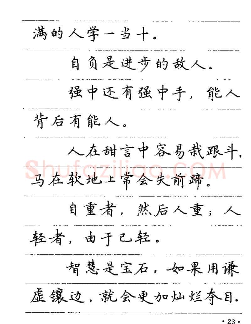 卢中南硬笔楷书字帖,摘自卢中南谚语名句钢笔字贴