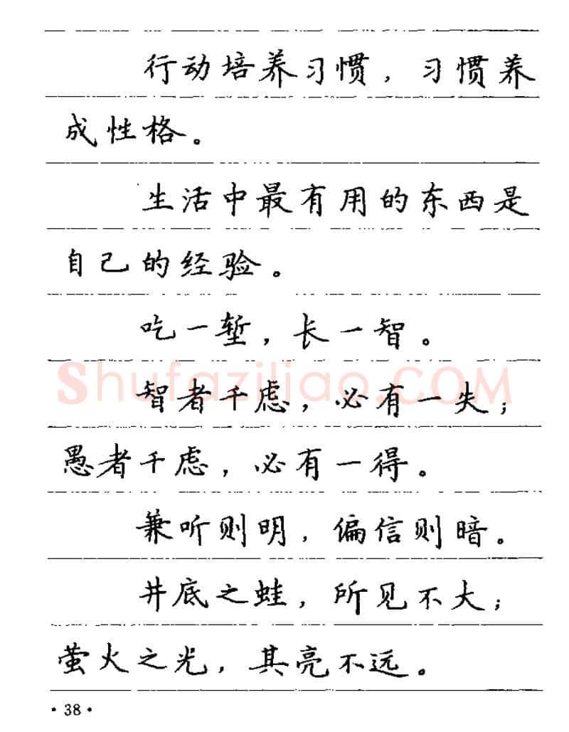 卢中南硬笔楷书字帖,摘自卢中南谚语名句钢笔字贴