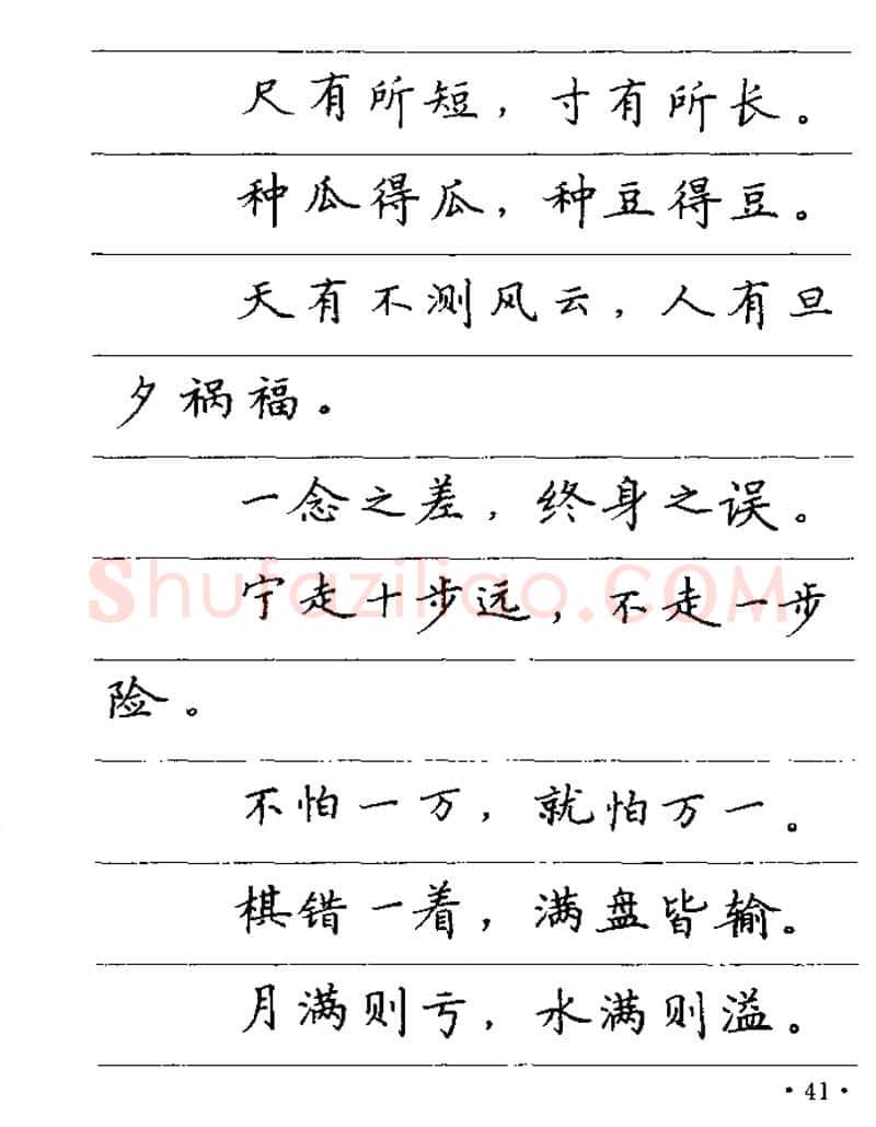 卢中南硬笔楷书字帖,摘自卢中南谚语名句钢笔字贴