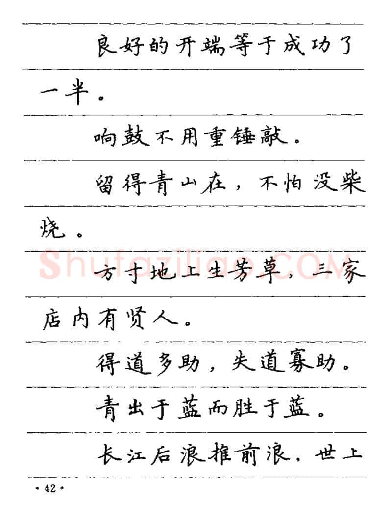 卢中南硬笔楷书字帖,摘自卢中南谚语名句钢笔字贴