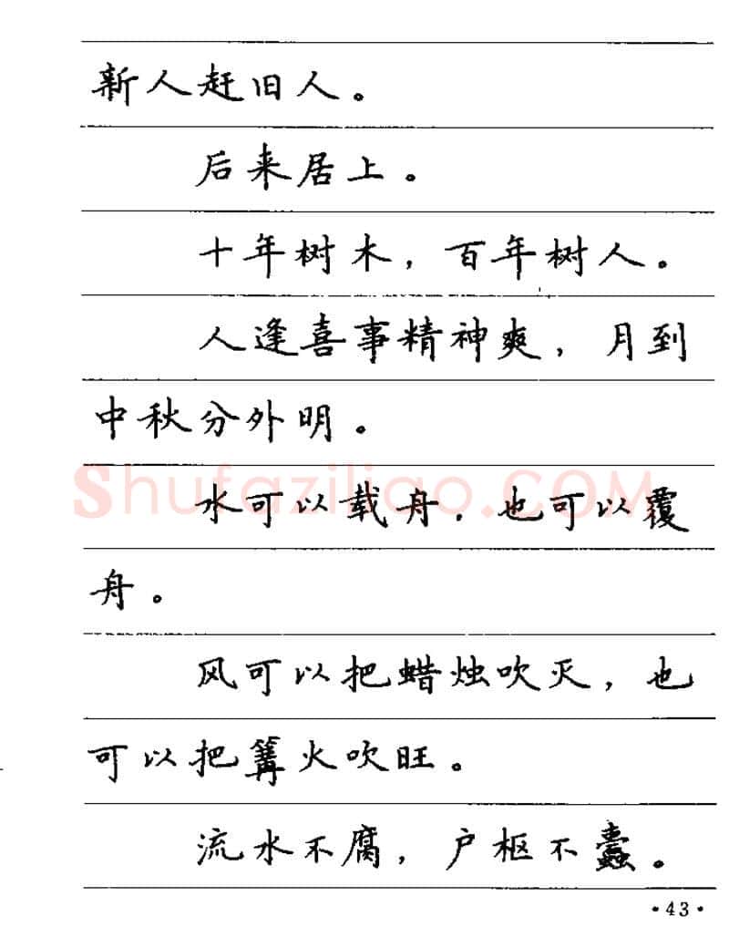 卢中南硬笔楷书字帖,摘自卢中南谚语名句钢笔字贴
