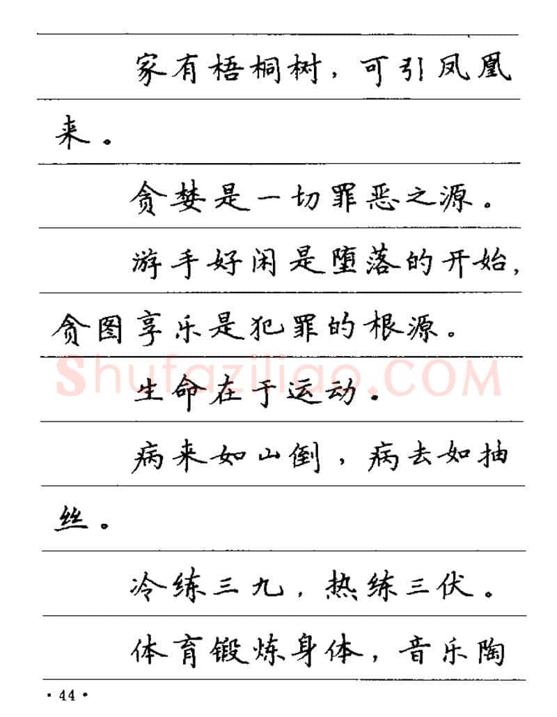 卢中南硬笔楷书字帖,摘自卢中南谚语名句钢笔字贴