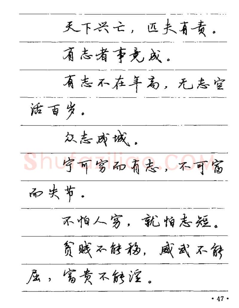 卢中南硬笔楷书字帖,摘自卢中南谚语名句钢笔字贴