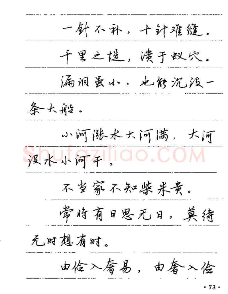 卢中南硬笔楷书字帖,摘自卢中南谚语名句钢笔字贴