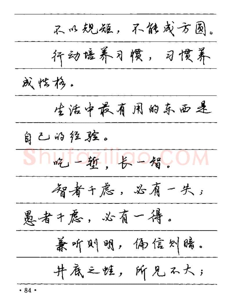 卢中南硬笔楷书字帖,摘自卢中南谚语名句钢笔字贴