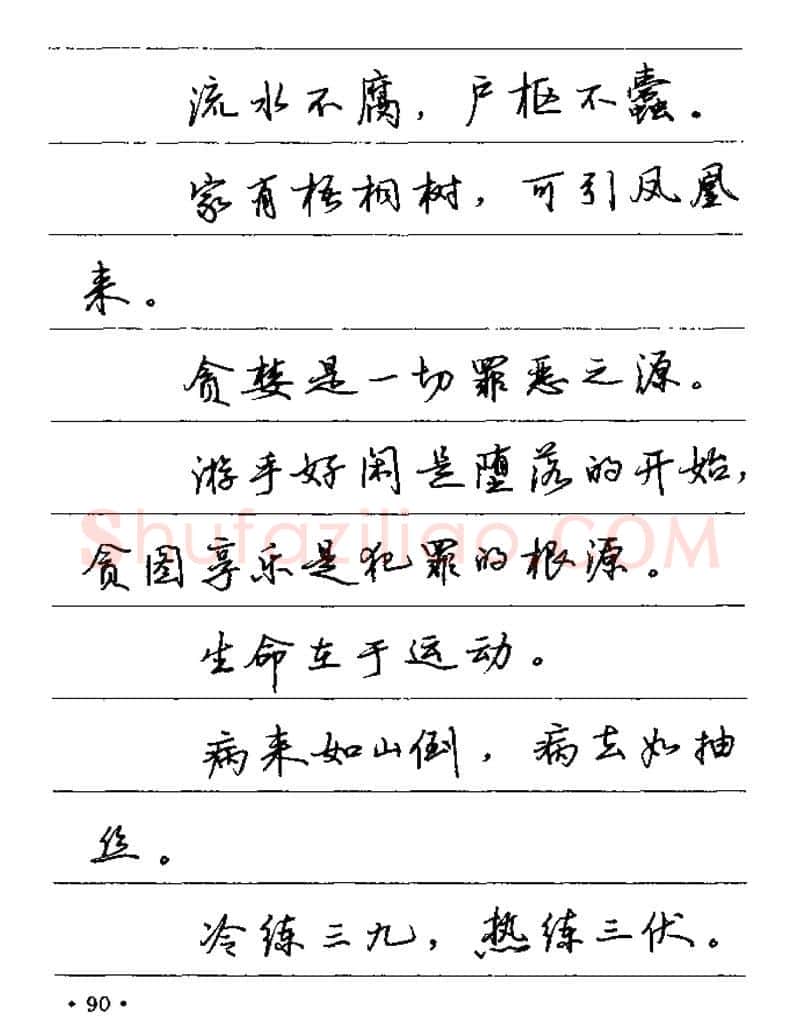 卢中南硬笔楷书字帖,摘自卢中南谚语名句钢笔字贴
