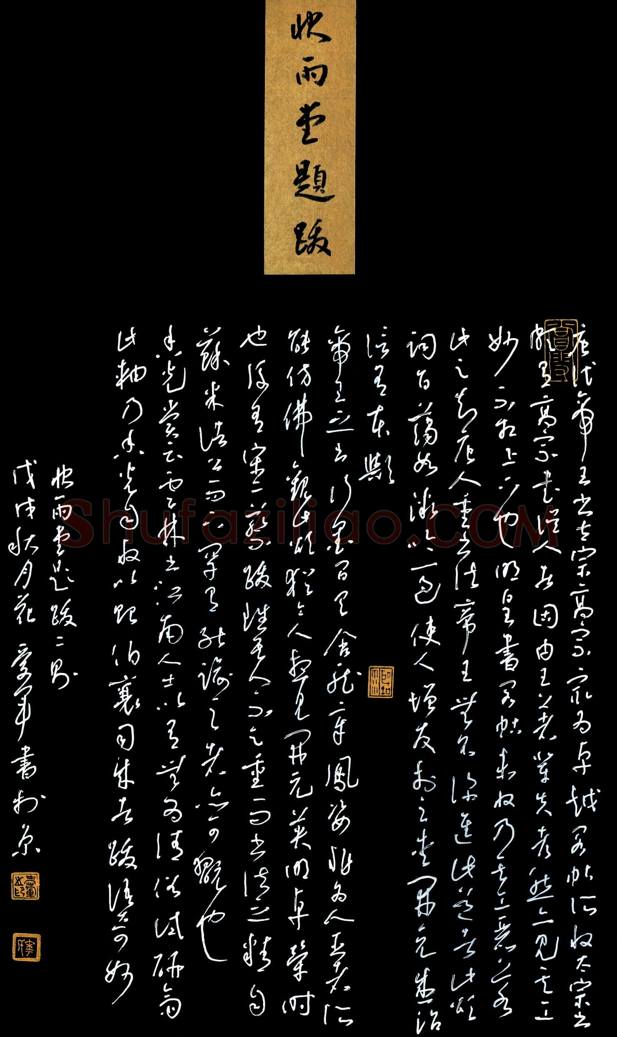 花爱军硬笔草书快雪堂题跋,花爱军硬笔书法作品