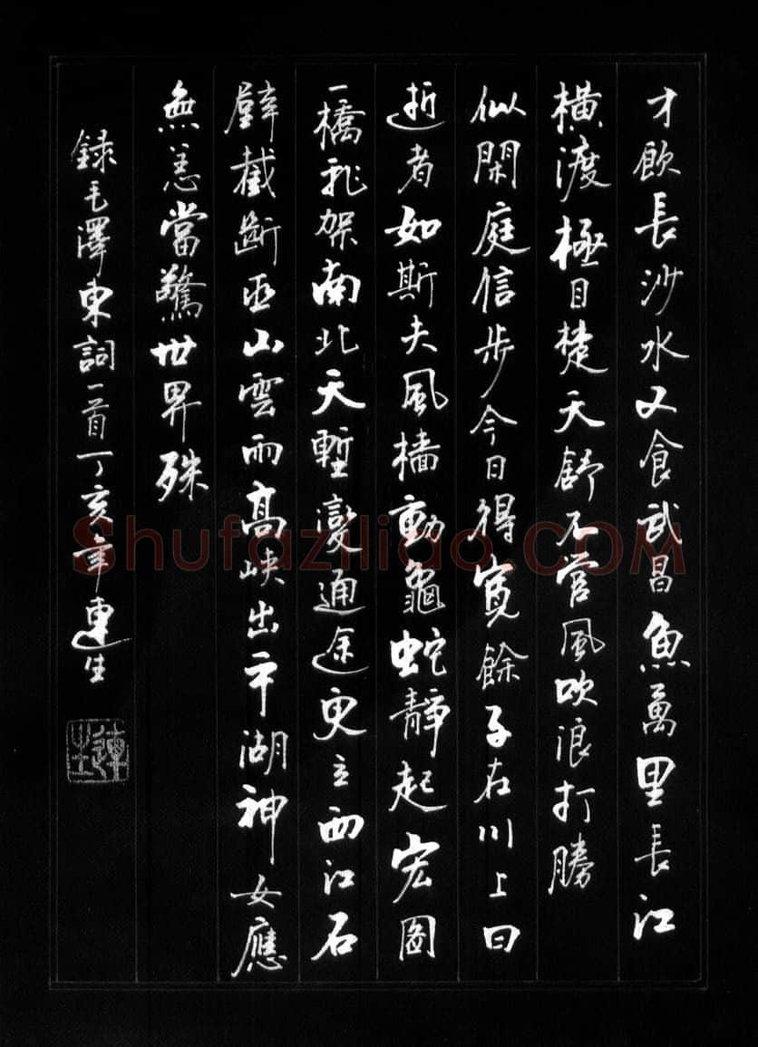 王连生硬笔行书毛泽东词一首,硬笔书法作品