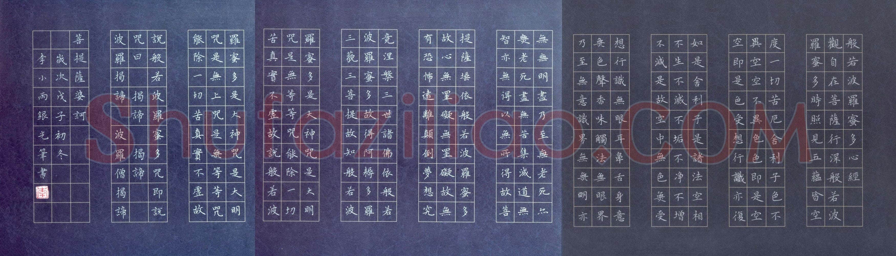 李小雨硬笔楷书般若波罗蜜多心经,李小雨硬笔书法作品