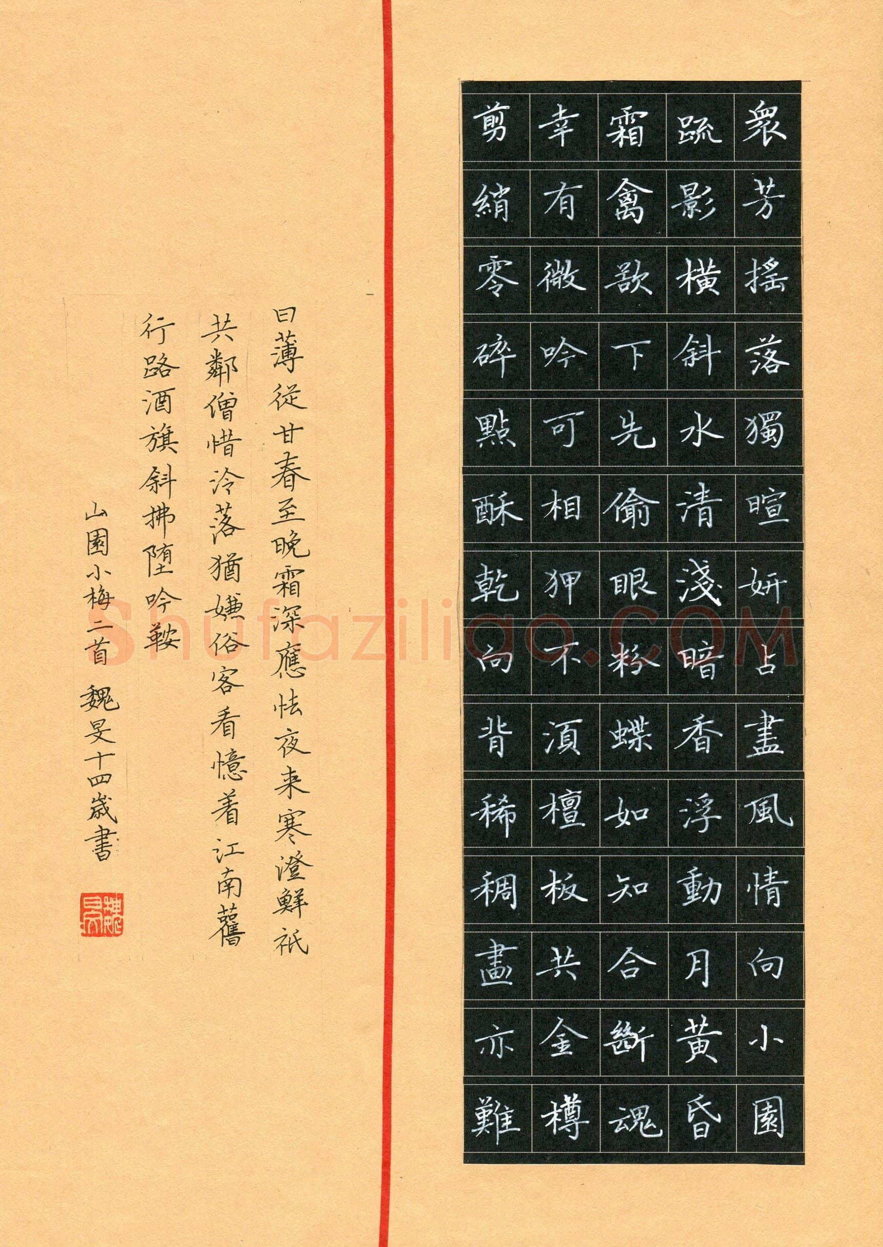 魏旻)(少儿组 14岁 特等奖)硬笔书法大赛获奖作品,魏旻硬笔书法作品