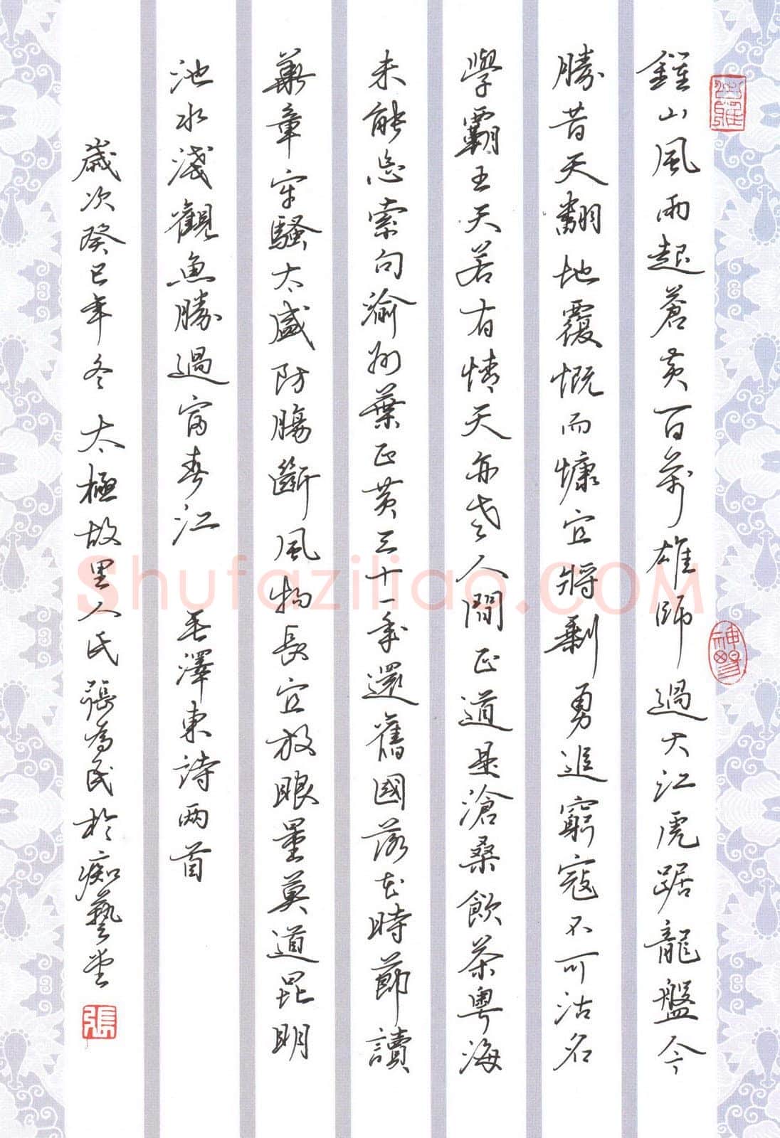 张为民硬笔楷书毛泽东诗两首,张为民硬笔书法作品
