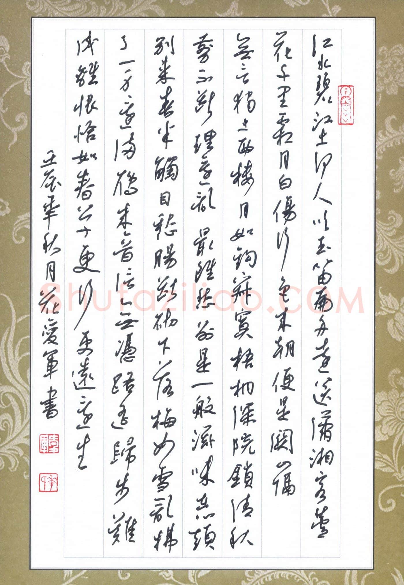 花爱军硬笔行书宋词,花爱军硬笔书法作品