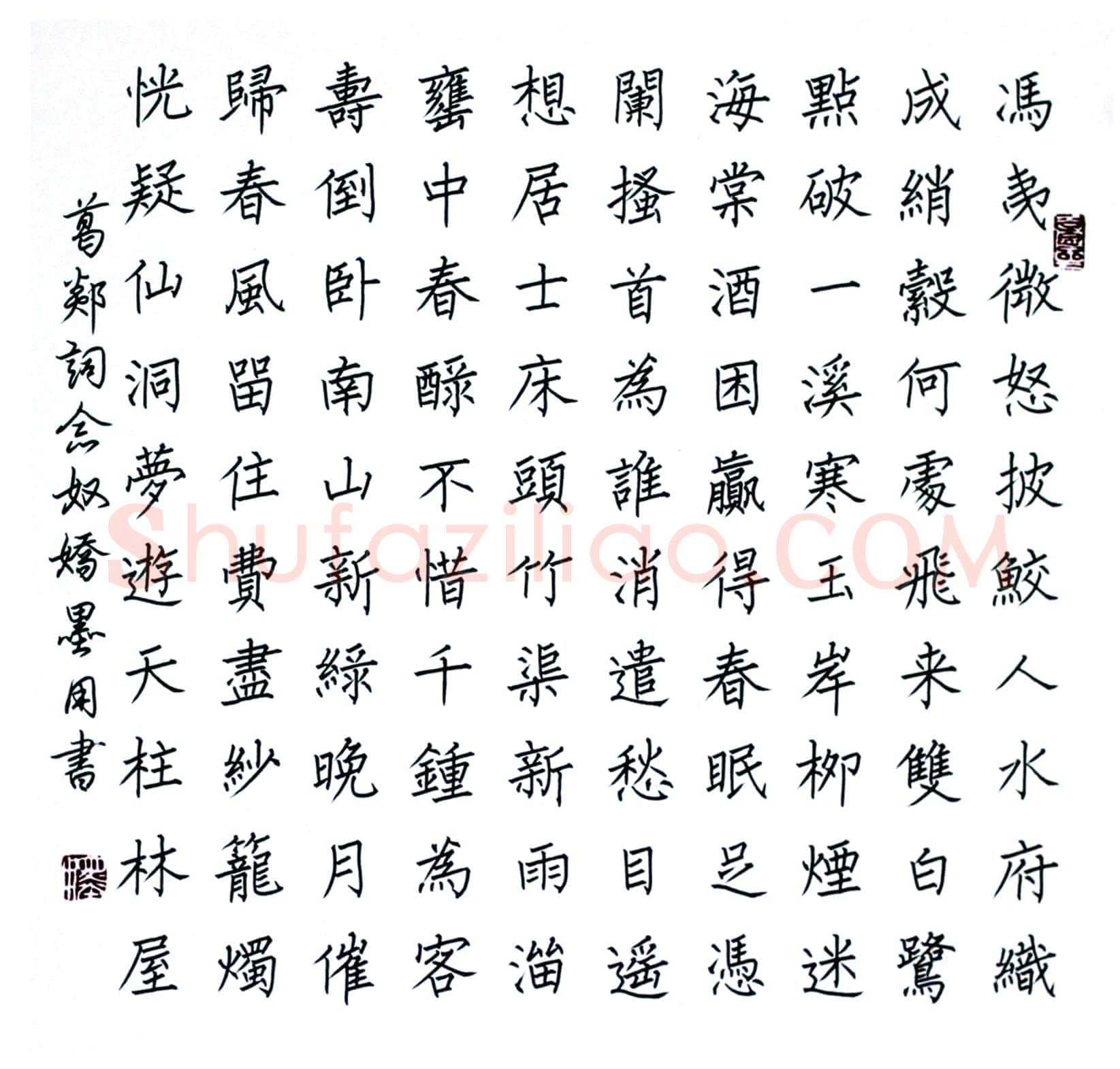 阚学英硬笔楷书葛郯词念奴娇,阚学英硬笔书法作品