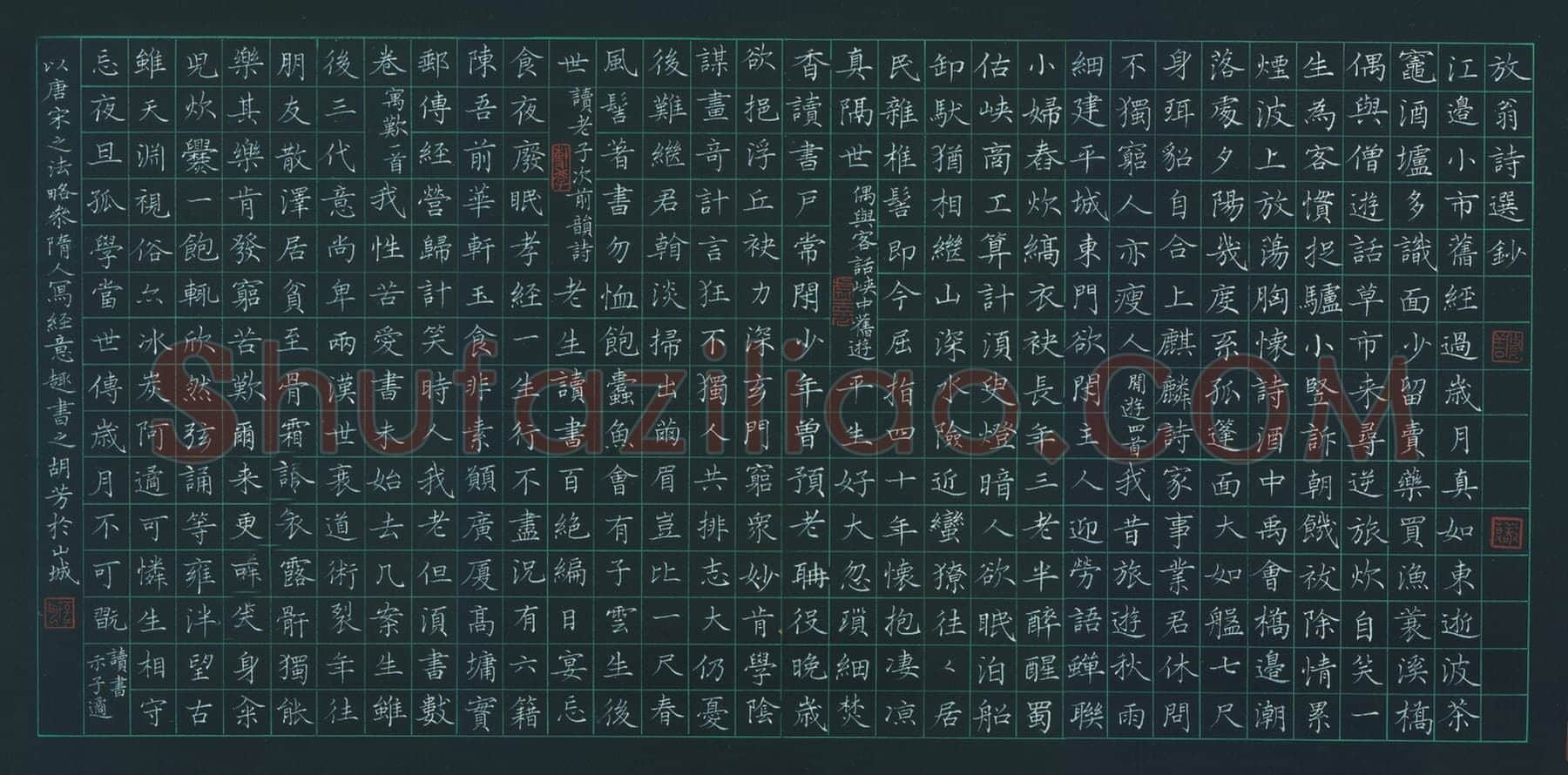 胡北芳硬笔楷书放翁诗选抄,硬笔书法作品