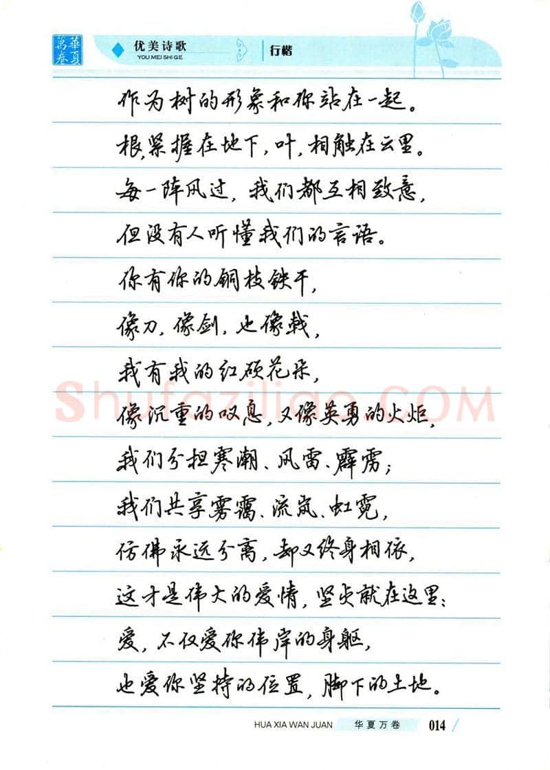 吴玉生硬笔楷书字帖,摘自吴玉生优美诗歌行楷字帖