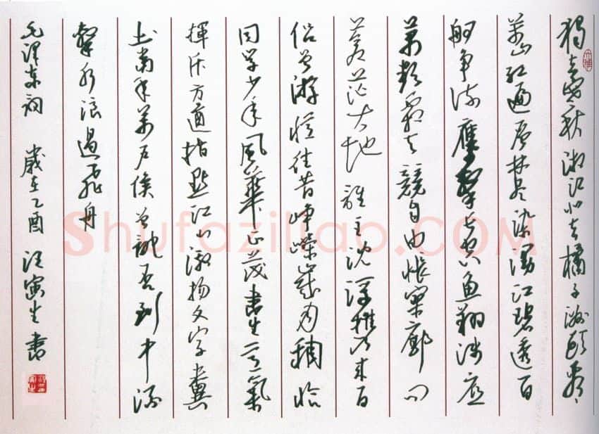 汪寅生硬笔行书毛泽东词,汪寅生硬笔书法作品
