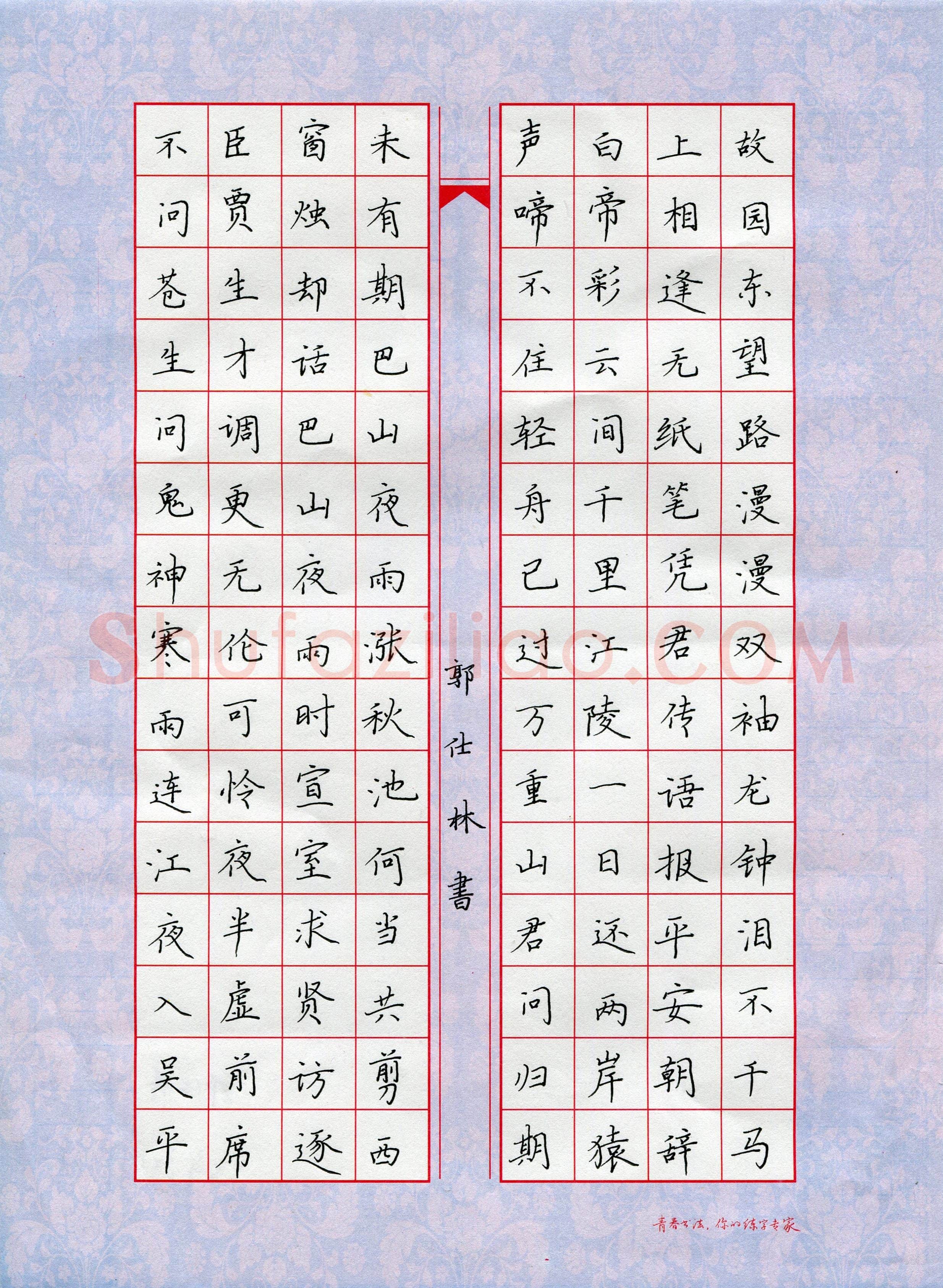 郭仕林(少儿组 13岁 铜奖)硬笔书法大赛获奖作品,郭仕林硬笔书法作品