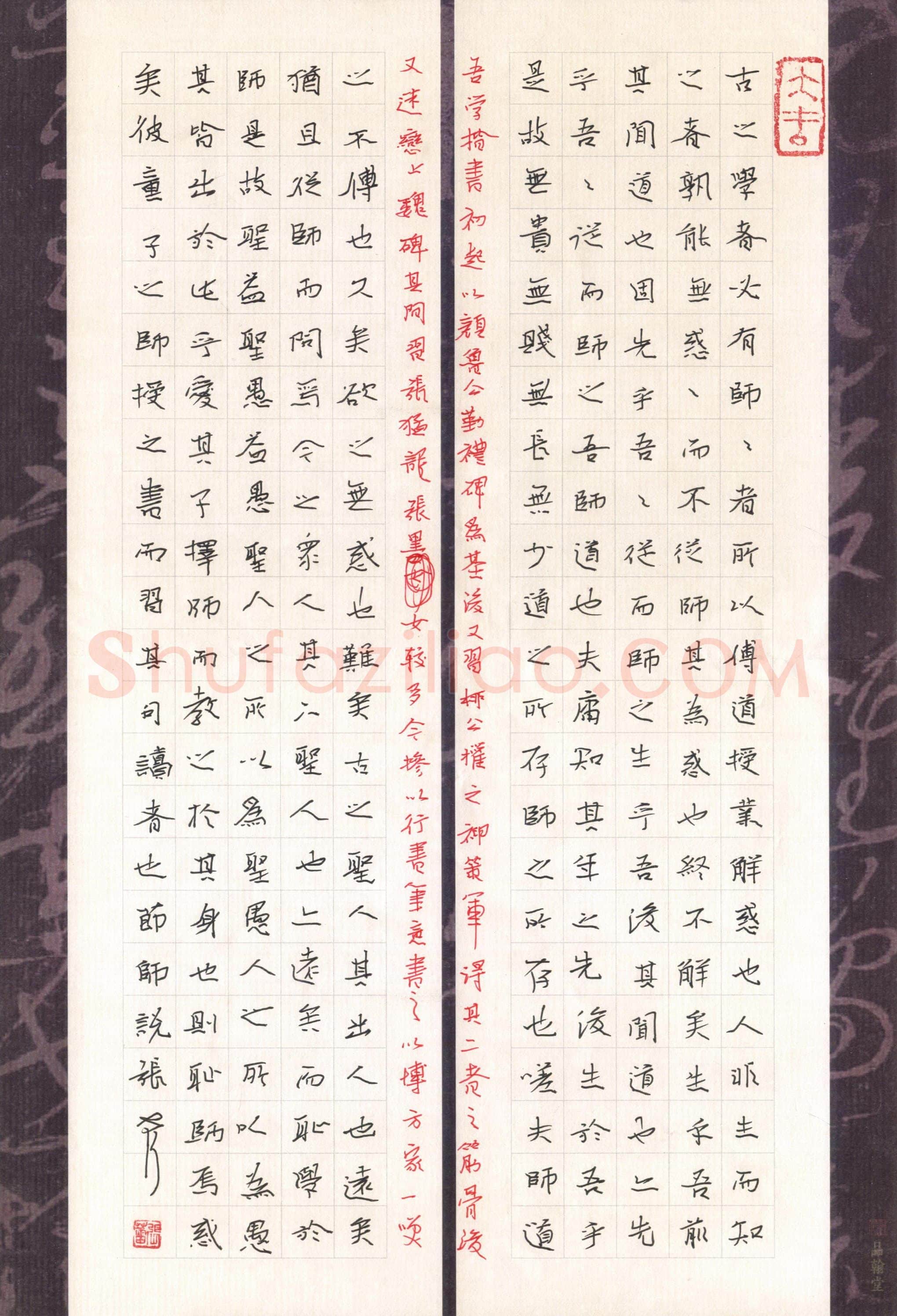 张蕾硬笔楷书韩愈师说,张蕾硬笔书法作品