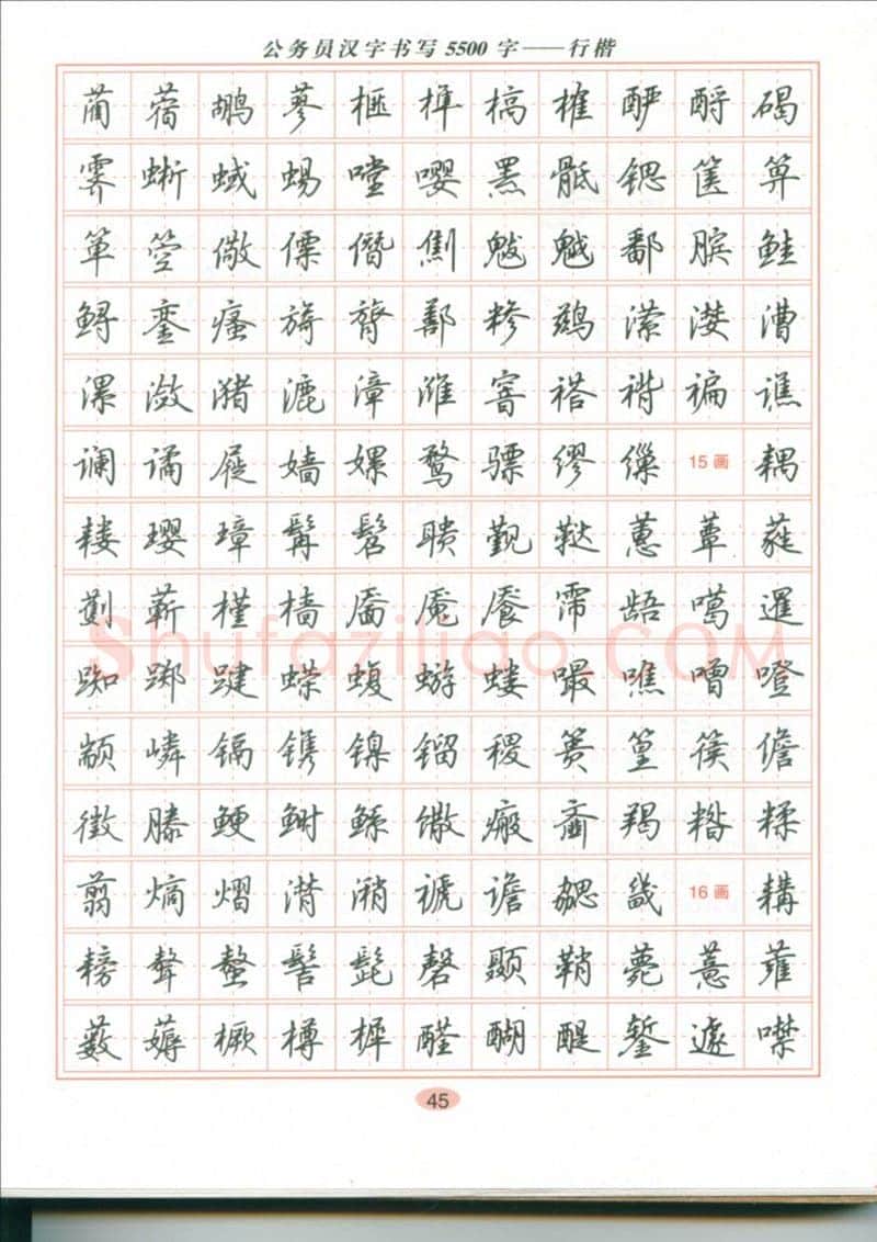 吴玉生硬笔硬笔字帖,摘自吴玉生 公务员汉字书写5500字行楷字帖