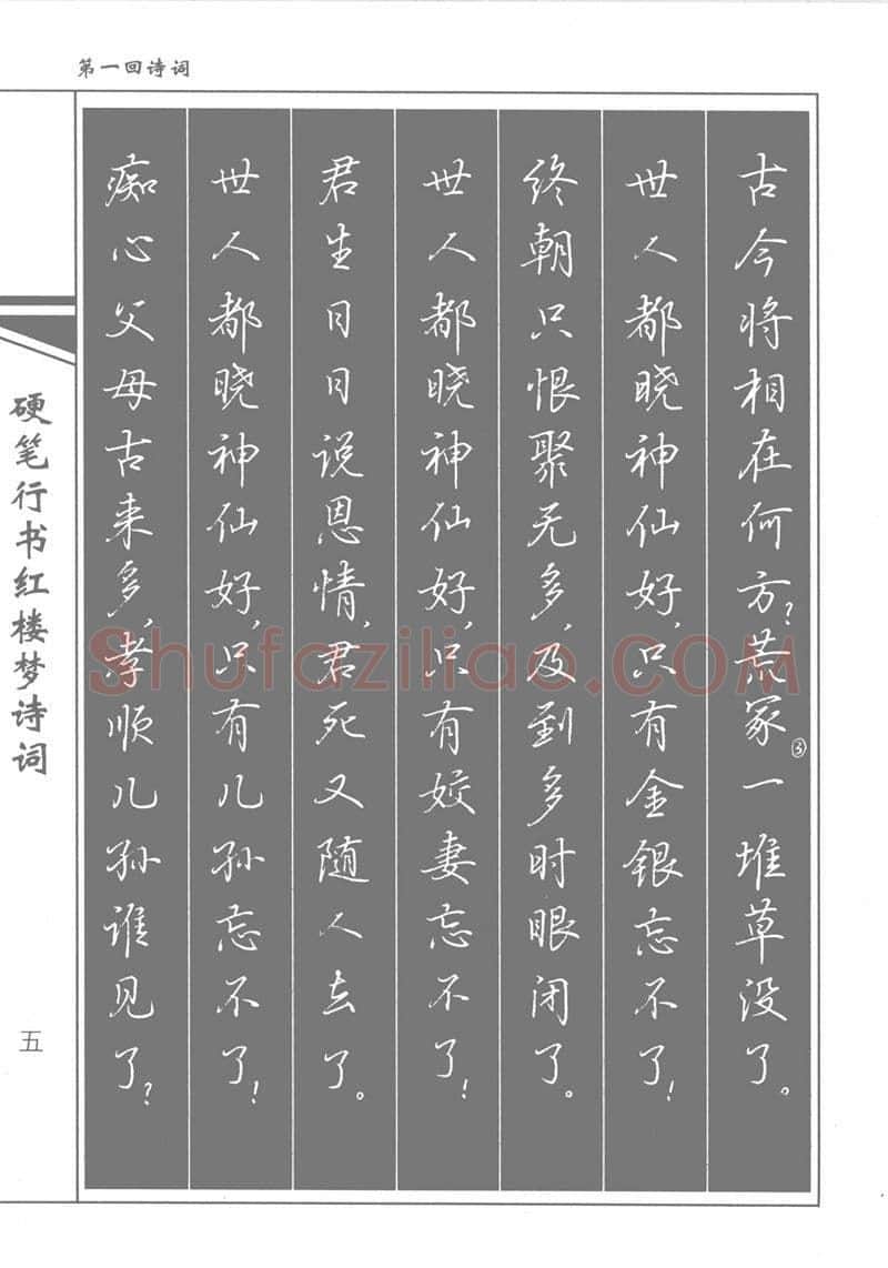 吴玉生硬笔行书字帖,摘自吴玉生硬笔行书红楼梦诗词