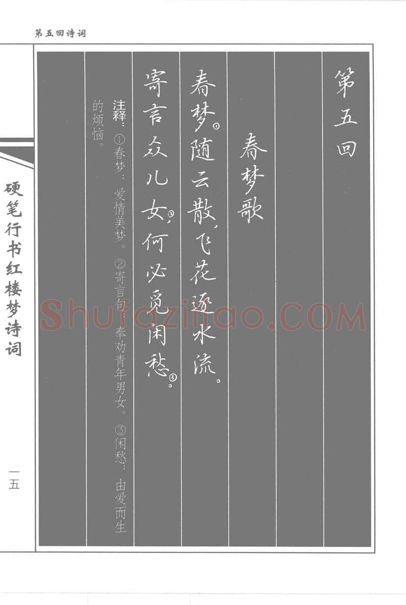 吴玉生硬笔行书字帖,摘自吴玉生硬笔行书红楼梦诗词