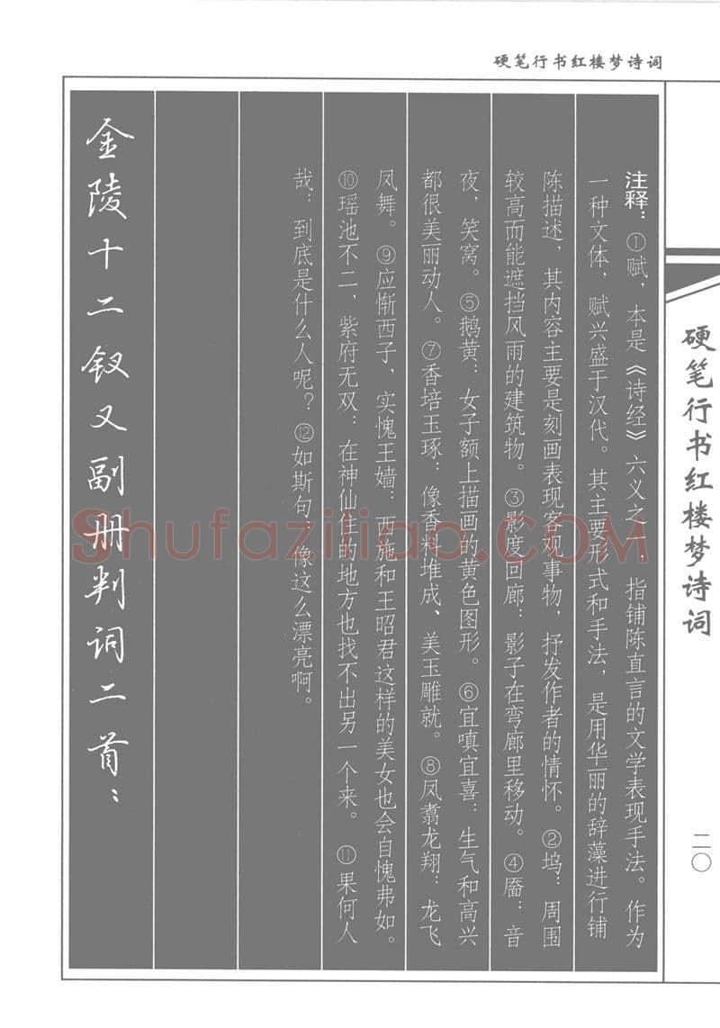 吴玉生硬笔行书字帖,摘自吴玉生硬笔行书红楼梦诗词