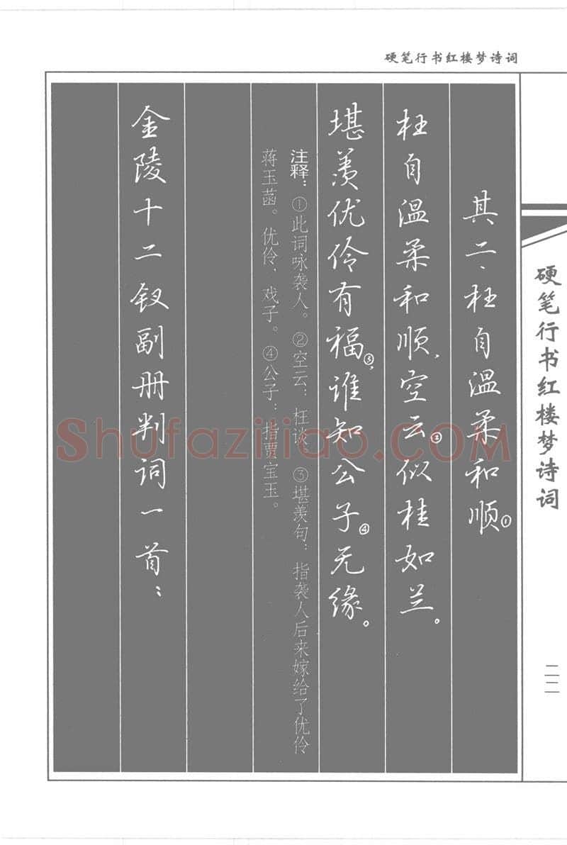 吴玉生硬笔行书字帖,摘自吴玉生硬笔行书红楼梦诗词