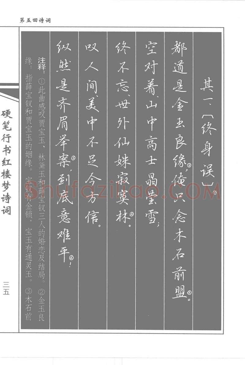 吴玉生硬笔行书字帖,摘自吴玉生硬笔行书红楼梦诗词