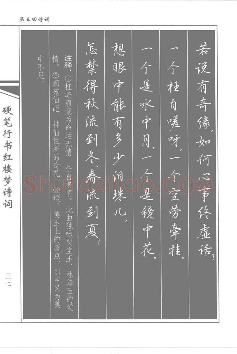 吴玉生硬笔行书字帖,摘自吴玉生硬笔行书红楼梦诗词