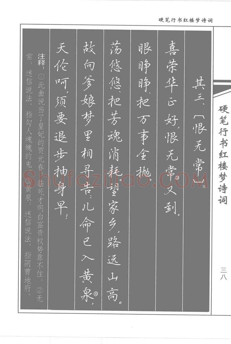 吴玉生硬笔行书字帖,摘自吴玉生硬笔行书红楼梦诗词