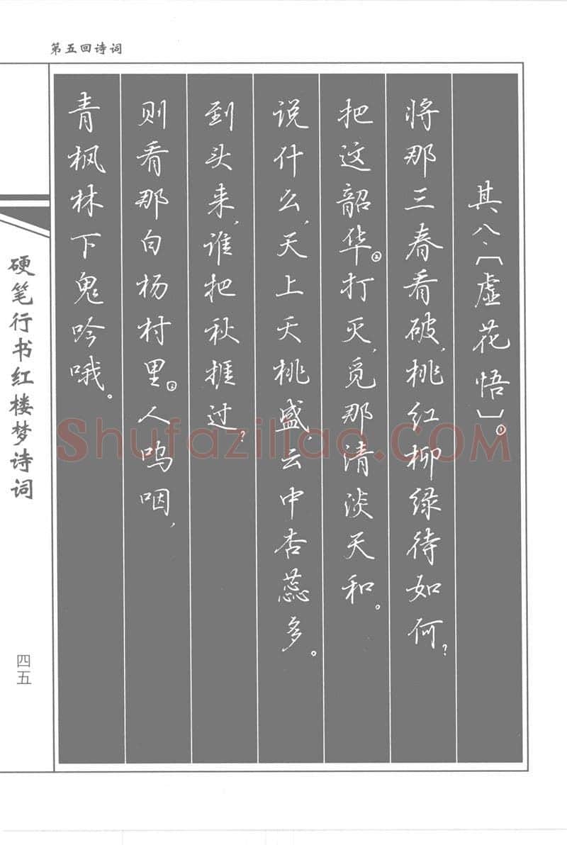 吴玉生硬笔行书字帖,摘自吴玉生硬笔行书红楼梦诗词