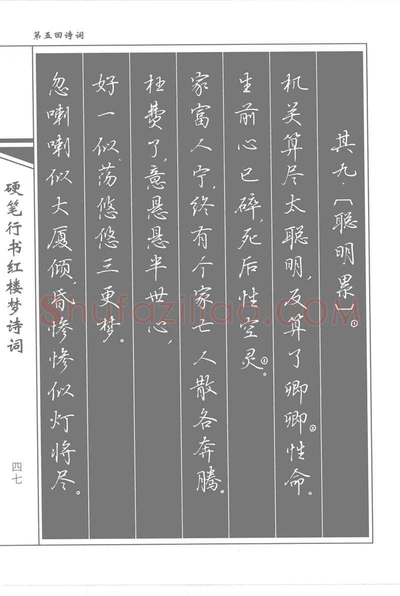 吴玉生硬笔行书字帖,摘自吴玉生硬笔行书红楼梦诗词