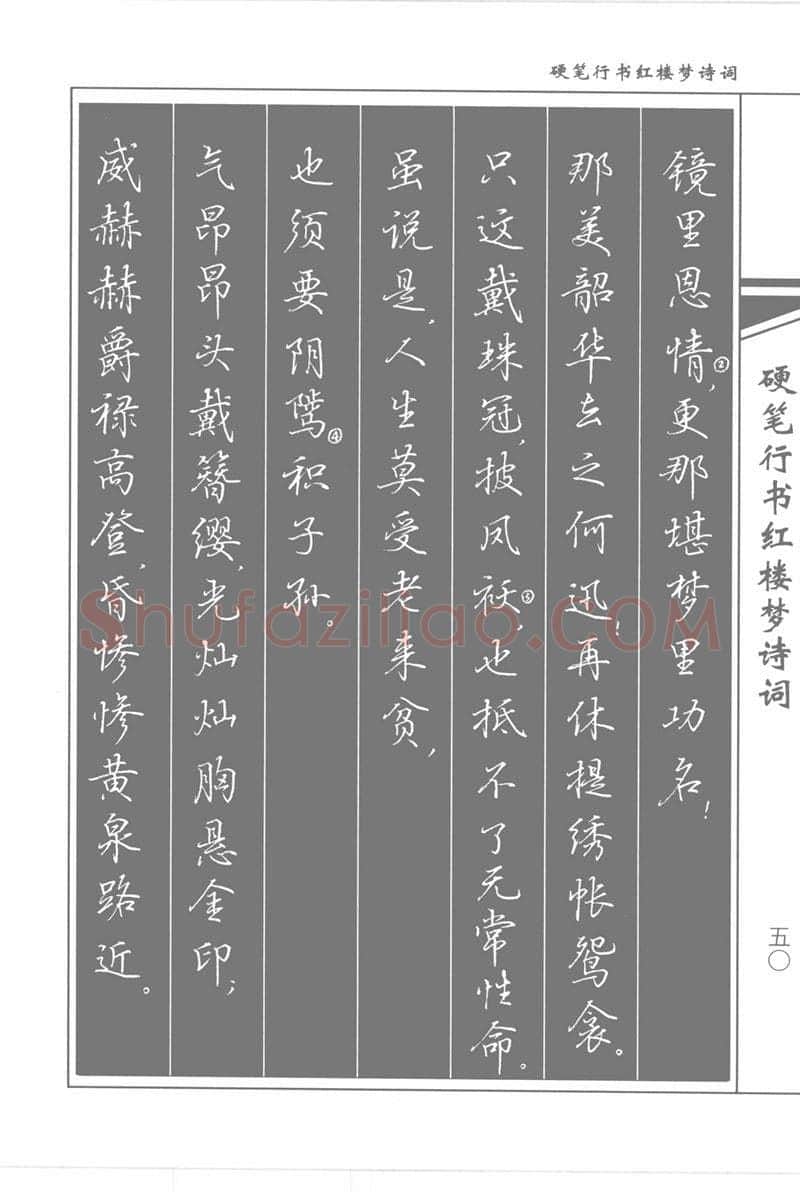 吴玉生硬笔行书字帖,摘自吴玉生硬笔行书红楼梦诗词