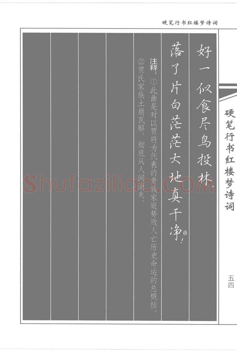吴玉生硬笔行书字帖,摘自吴玉生硬笔行书红楼梦诗词