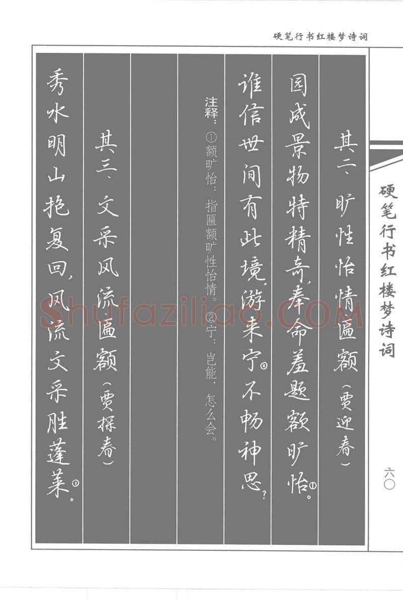 吴玉生硬笔行书字帖,摘自吴玉生硬笔行书红楼梦诗词