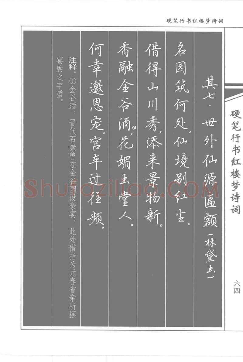 吴玉生硬笔行书字帖,摘自吴玉生硬笔行书红楼梦诗词