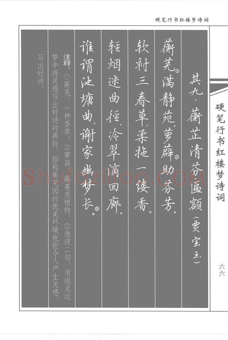 吴玉生硬笔行书字帖,摘自吴玉生硬笔行书红楼梦诗词