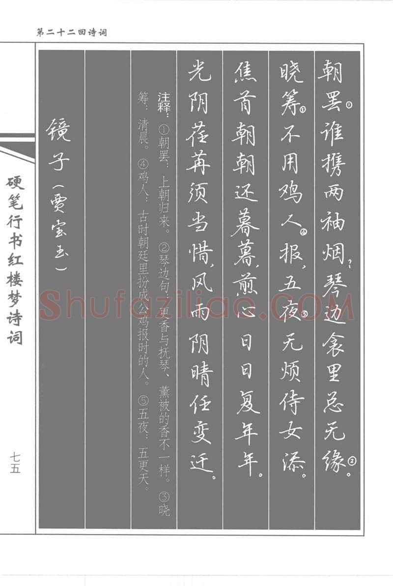 吴玉生硬笔行书字帖,摘自吴玉生硬笔行书红楼梦诗词