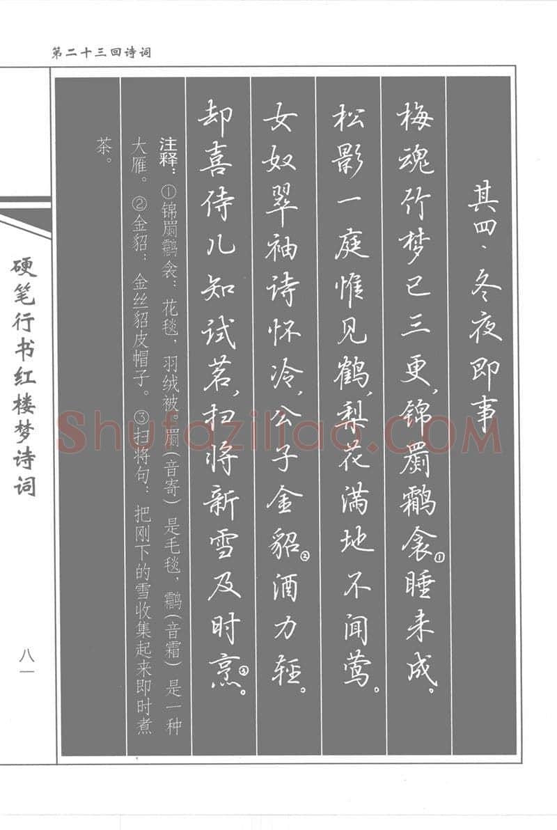 吴玉生硬笔行书字帖,摘自吴玉生硬笔行书红楼梦诗词