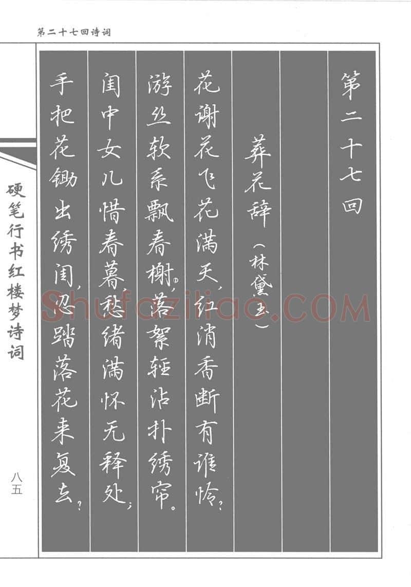 吴玉生硬笔行书字帖,摘自吴玉生硬笔行书红楼梦诗词