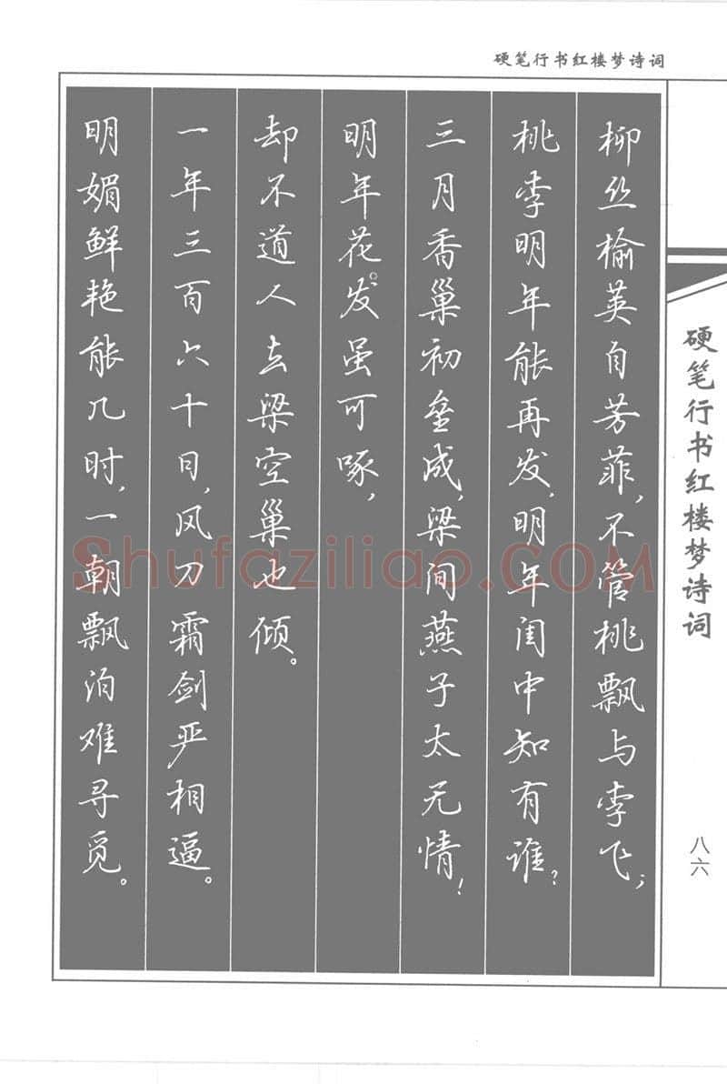吴玉生硬笔行书字帖,摘自吴玉生硬笔行书红楼梦诗词